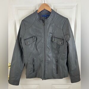 Apt 9 Women’s Gray Faux Zipper Leather Jacket